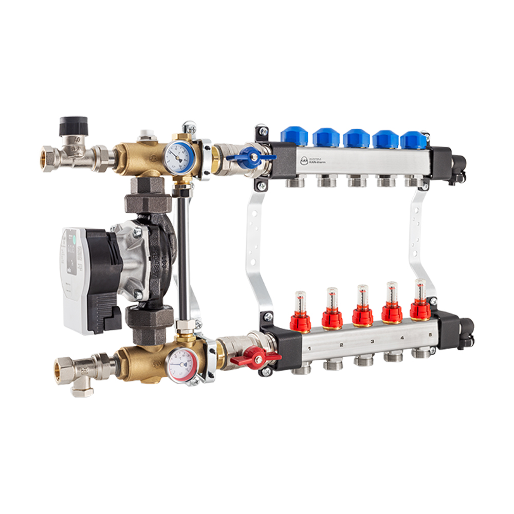 фото Коллектор из нержавеющей стали KAN-therm InoxFlow USFP со смесительной группой и электронным насосом