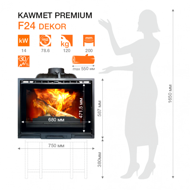 фото Каминная топка KAWMET Premium F24 (14кВт)