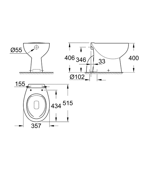 фото Приставной унитаз Grohe Bau 39431000
