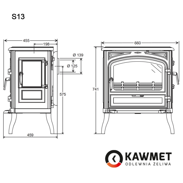 фото Чугунная печь KAWMET Premium S13 (10 кВт)