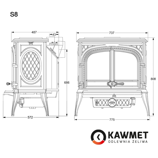 фото Чугунная печь KAWMET Premium S8 (13,9 кВт)