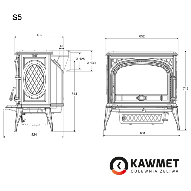 фото Чугунная печь KAWMET Premium S5 (11,3 кВт)