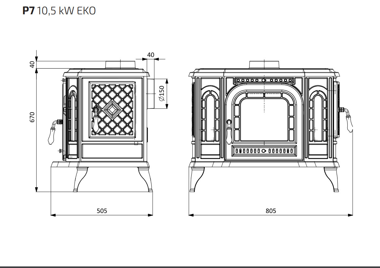 фото Чугунная печь KAWMET P7 (10,5 кВт) ECO