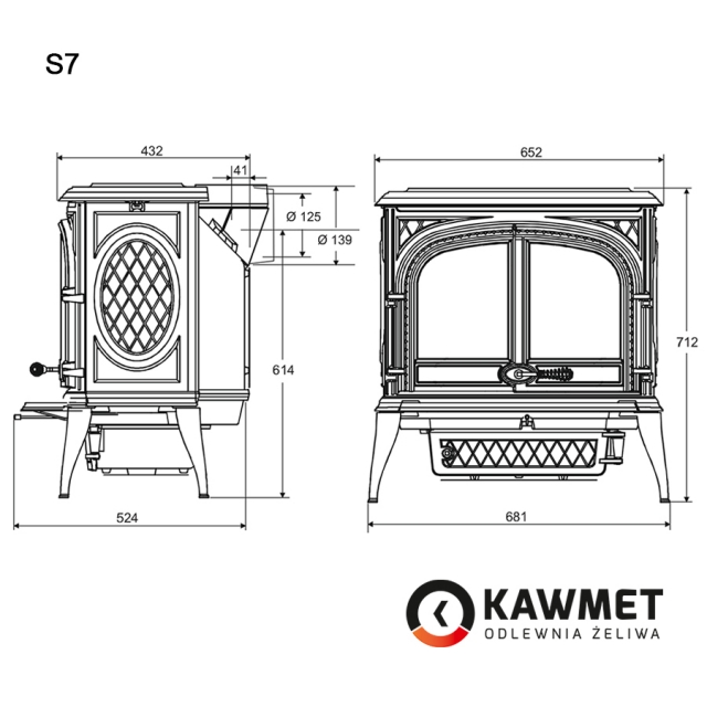 фото Чугунная печь KAWMET Premium S7 (11,3 кВт)