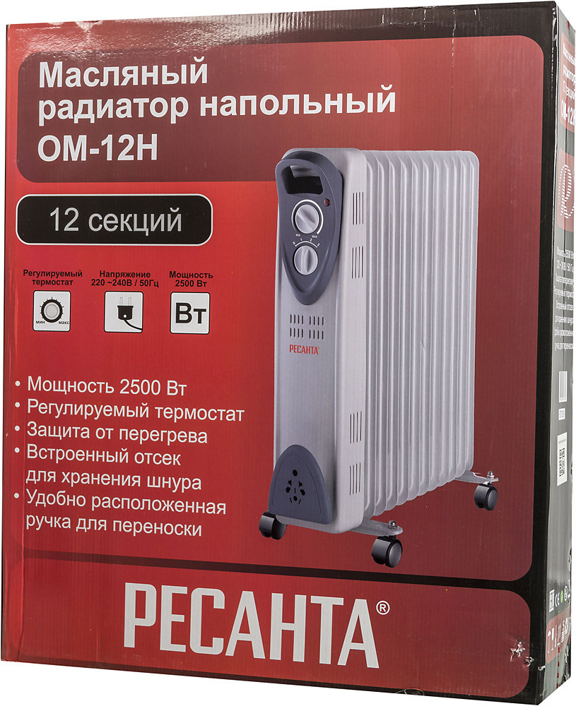 фото Масляный радиатор ОМ-12Н (2,5 кВт) Ресанта