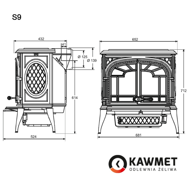 фото Чугунная печь KAWMET Premium S10 (13,9 кВт)