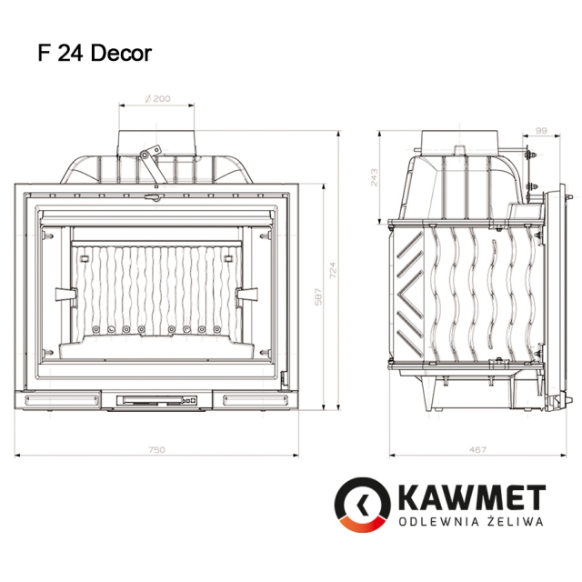 фото Каминная топка KAWMET Premium F24 (14кВт)