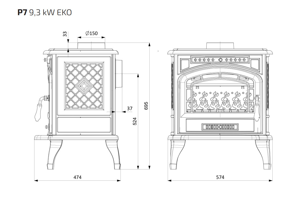 фото Чугунная печь KAWMET P7 (9,3 кВт) ECO