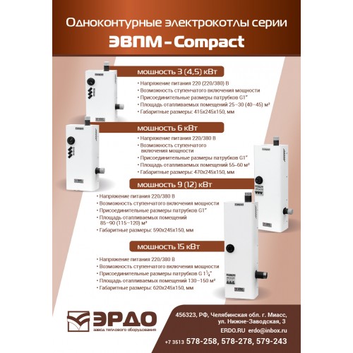 фото Котел электрический ЭРДО Компакт ЭВПМ