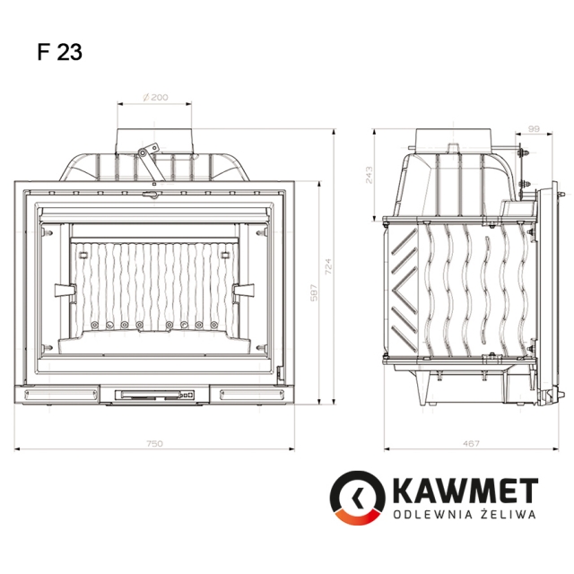 фото Каминная топка KAWMET Premium F23 (14кВт)