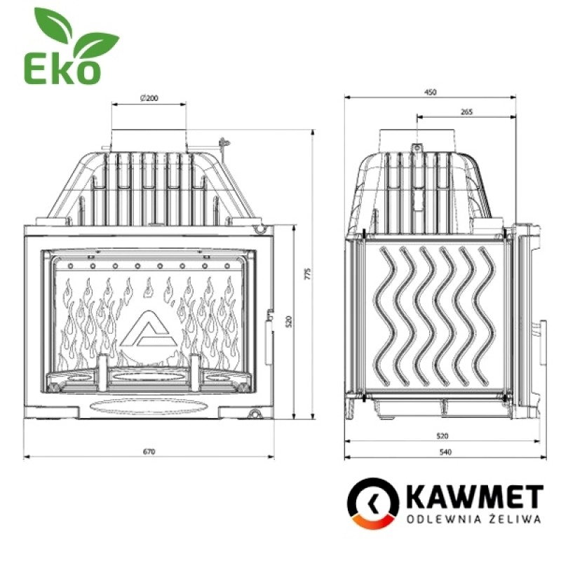 фото Каминная топка Kawmet W17 Panorama - 16,1 кВт